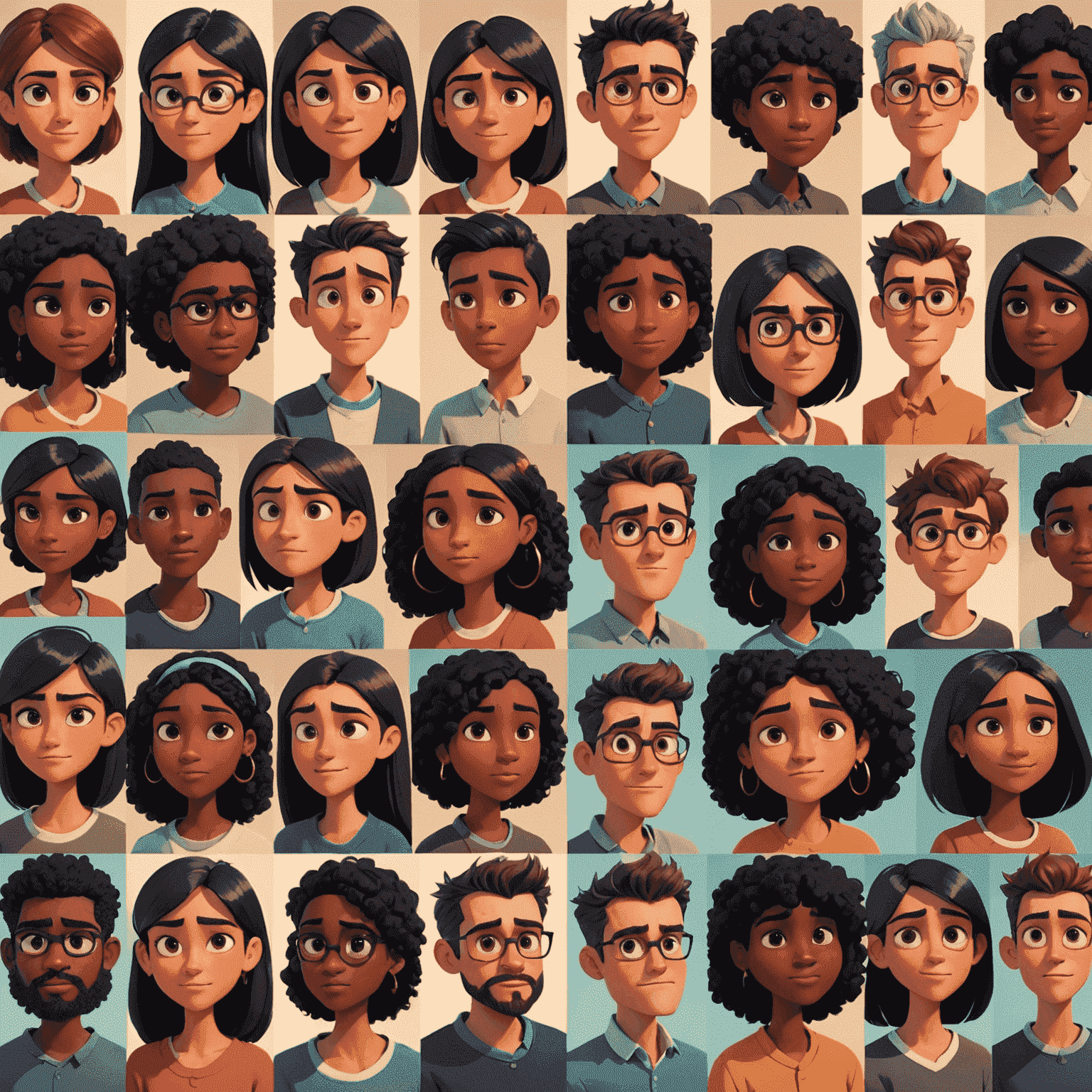 A collage of diverse 2D animated characters showcasing various styles and expressions, demonstrating the art of character design in 2D animation