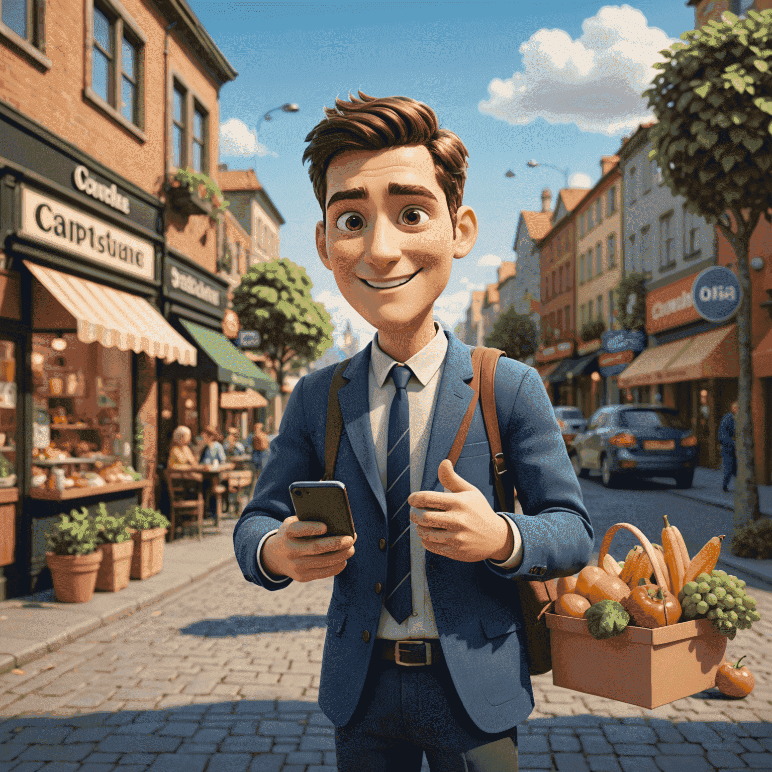 Animated characters and elements commonly used in marketing videos and advertisements